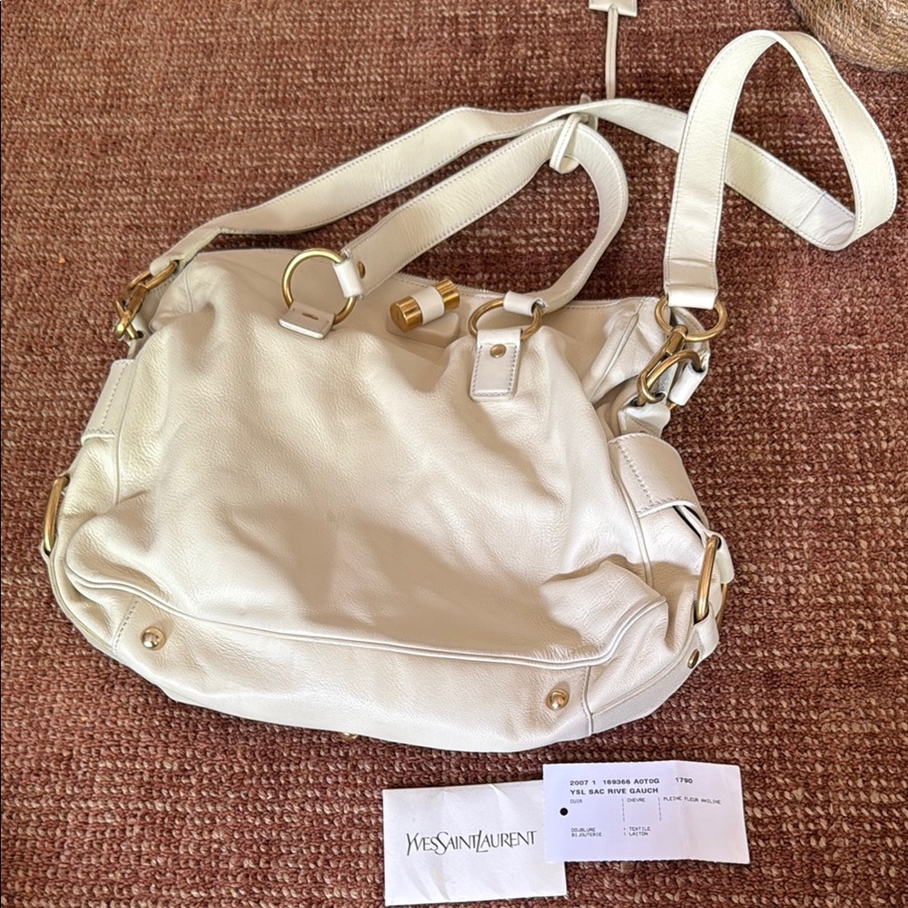 Yves Saint Laurent Cream Leather Shoulder Bag